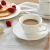 Rococo European Court Series, relief retro style white bone China coffee cups and saucers, afternoon tea Hengge Ceramic details Picture